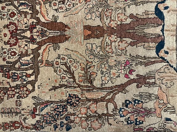 Antik Isfahan-matta ca 120 år – ur privat kollektion, 207×145 cm