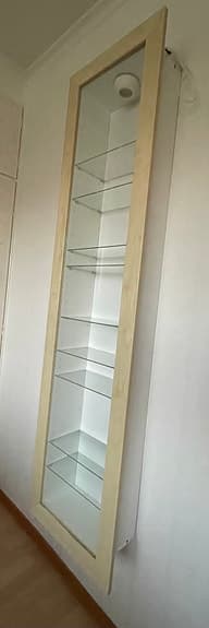 Väggskåp vitrinskåp vägg vit björkfaner 170x42,5x19cm.