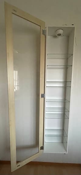 Väggskåp vitrinskåp vägg vit björkfaner 170x42,5x19cm.