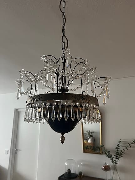 Gustaviansk kristallkrona, blått glas