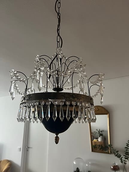 Gustaviansk kristallkrona, blått glas