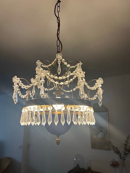 Gustaviansk kristallkrona, blått glas