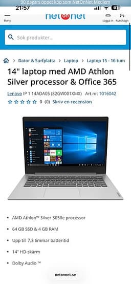 Lenovo IP 1 14ADA05 bärbar dator