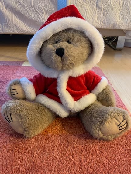 Nalle med tomtedräkt luva
