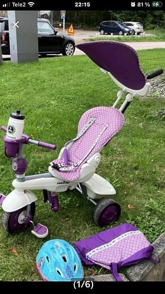 Smart Trike Tricycle med sittdel och solskydd lila och vit