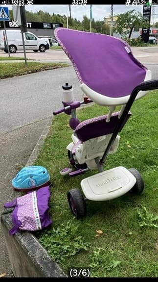 Smart Trike Tricycle med sittdel och solskydd lila och vit