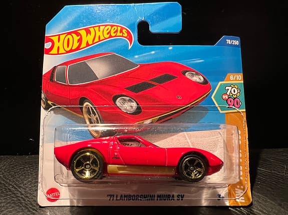 Hot Wheels '71 Lamborghini Miura SV leksaksbil röd