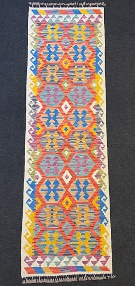 Äkta handvävd ull kelimmatta - 289 X 85 cm