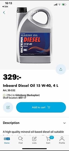 Biltema Inboard Diesel Oil 15 W-40 4 L