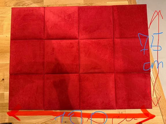 Väggmonterad panelen / sänggavel 12 stycken 25 cmx25cm