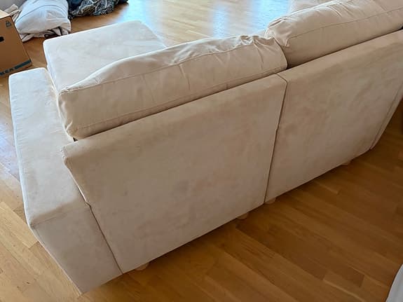 soffa med schäslong,  mocka tyg, i mycket gott skick