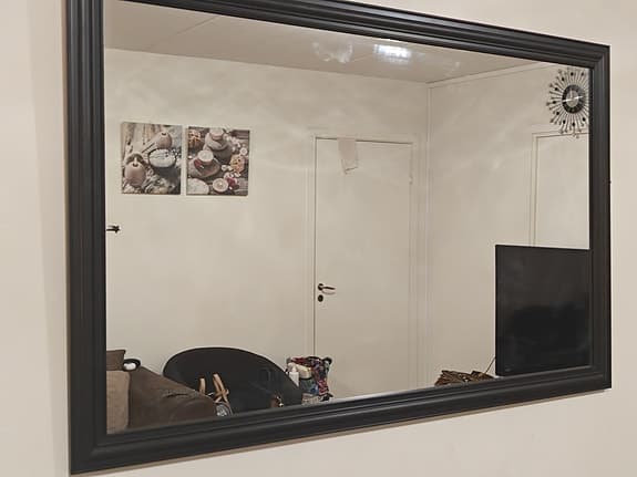 Svart rektangulär vägg spegel+ två små