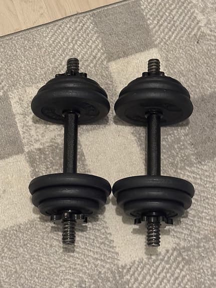 HMS Träningsbänk med hantlar och viktplattor