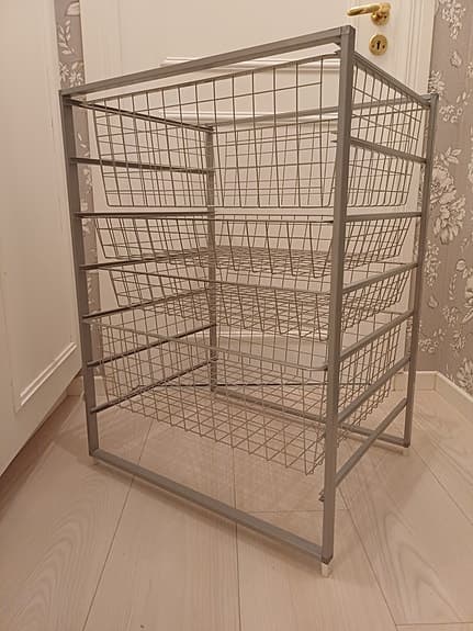 Metallställ med trådkorgar 1st grå