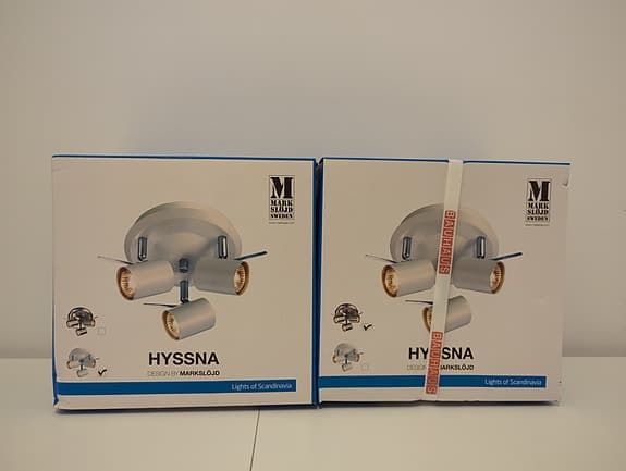 Hyssna Taklampa LED 3-L IP20, vit och stål, 25 cm