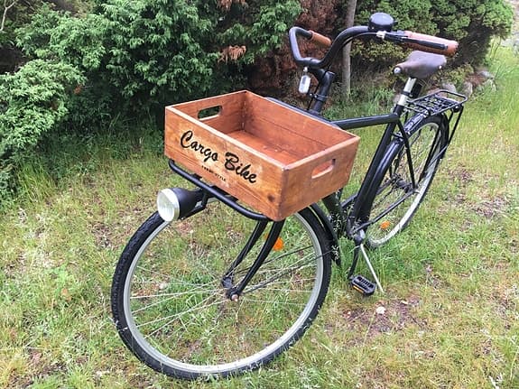 Cargo Bike Cykel med träkorg fram