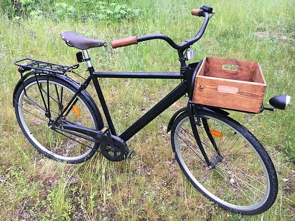 Cargo Bike Cykel med träkorg fram