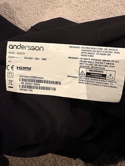 40 tum Tv från Andersson