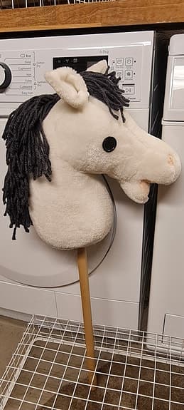 Käpphäst vit med svartgrå man