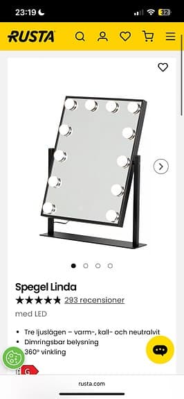 Rusta Linda Spegel med LED-belysning