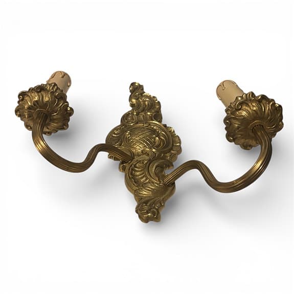 Vägglampa i Mässing - Rokoko-stil - Tvåärmad Lampett - 1900-talet