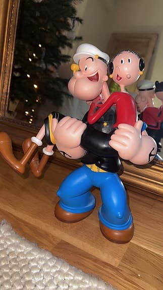 Popeye figur med Olive Oyl, Garfield figur, samt Betty Boop figur.
