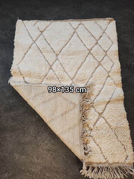 Oanvänd Äkta handvävd Berber Beni Ourain ull matta
