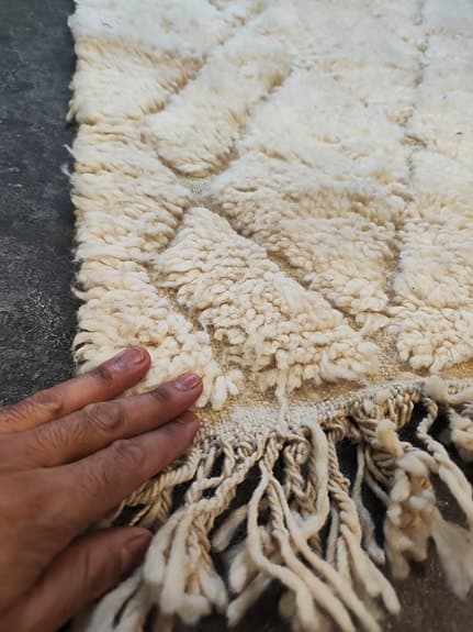 Oanvänd Äkta handvävd Berber Beni Ourain ull matta