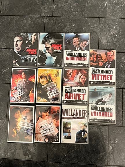 DVD-filmer: Johan Falk, Irene Huss, Wallander