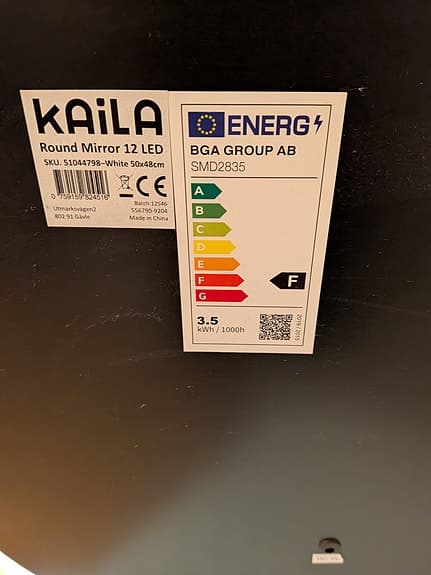 KAILA sminkspegel m. belysning