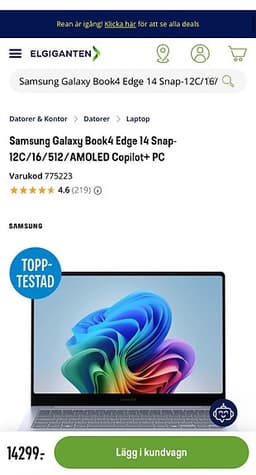 Samsung Galaxy Book4 Edge 14" Laptop Snapdragon 12C 16GB 512GB AMOLED