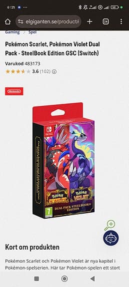 Switch oled Pokemon scarlet violet edition med kvitto