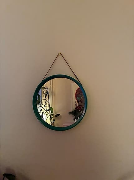 Spegel med grön plastram, 70-tal