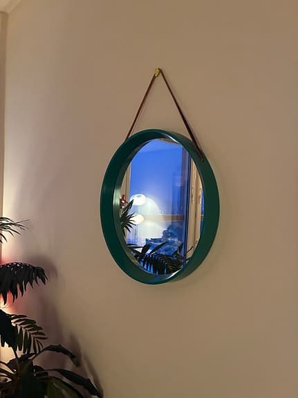 Spegel med grön plastram, 70-tal