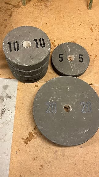 Betong träningsvikter 5 kg 10 kg 20 kg 50 mm hål