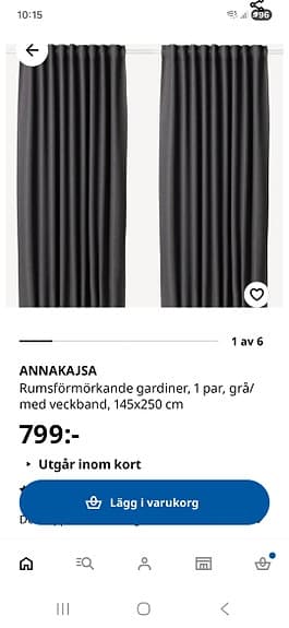 Ikea rumsmörkande gardiner 145×250