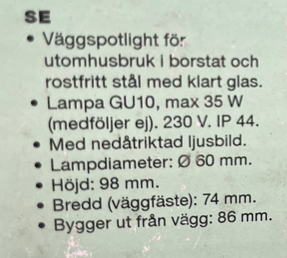 Fasadbelysning/utomhusbelysning i rostfritt