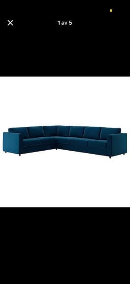 Ny klädsel till Vimle soffa. En blå sammet och en beige