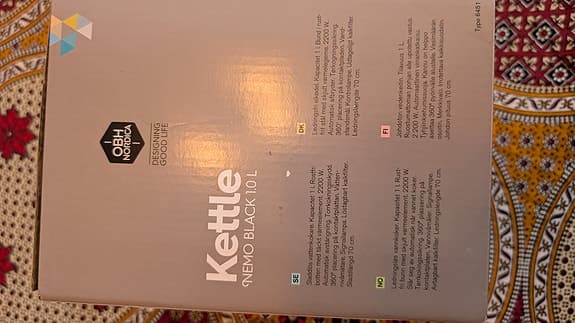 OBH Vattenkokare 1,0 L svart helt ny