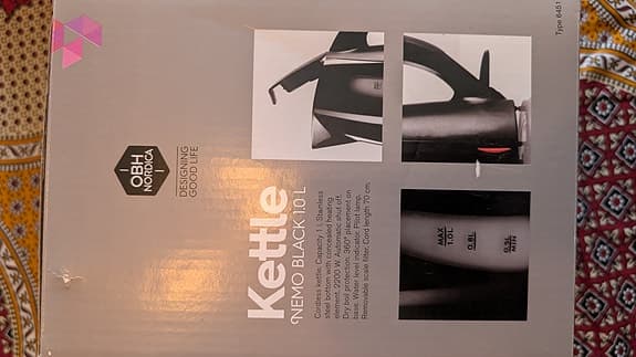 OBH Vattenkokare 1,0 L svart helt ny