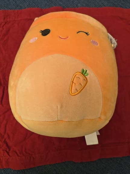4 Squishmallows: morot, ramen, Aimee, guacamole