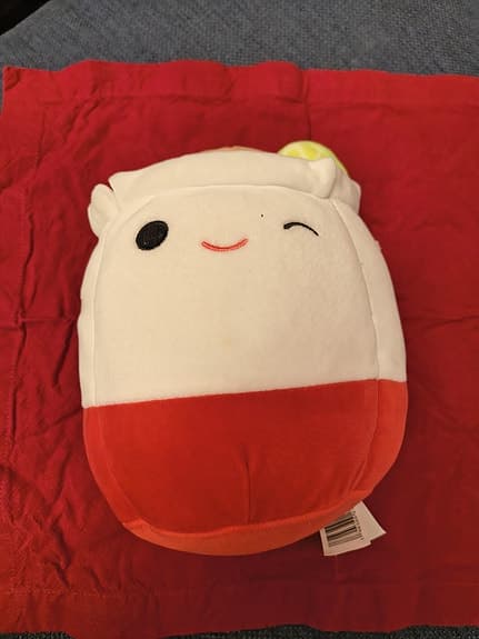 4 Squishmallows: morot, ramen, Aimee, guacamole