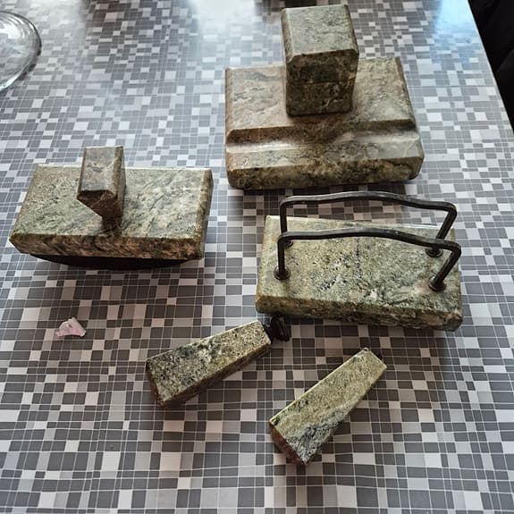 ANTIKT SKRIVBORDSSET MARMOR BLÄCKHORN STÄMPEL RETRO VINTAGE BORD