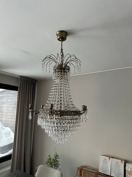 Empire Kristallkrona 6-Armad Antikmässing