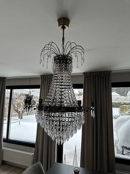 Empire Kristallkrona 6-Armad Antikmässing