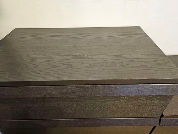 Byrå med fyra lådor i brunlaserad askfaner OPPLAND / IKEA.