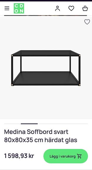 Oanvänt Soffbord 80 cm