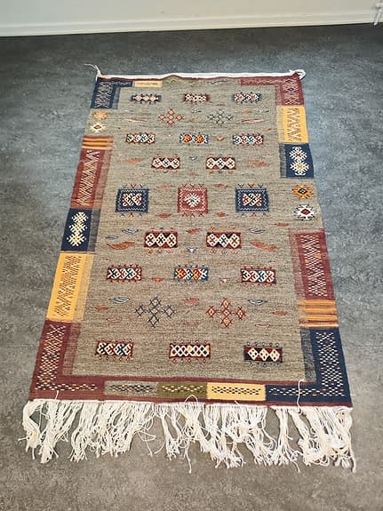 Underbar äkta unik mästerverk Berber ull matta