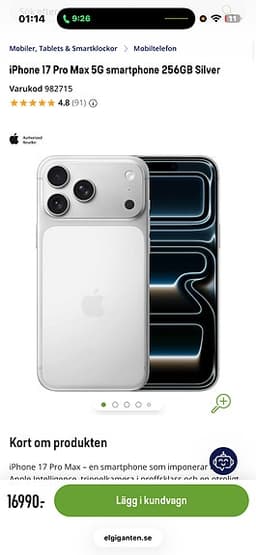 iPhone 17 Pro Max fastpris