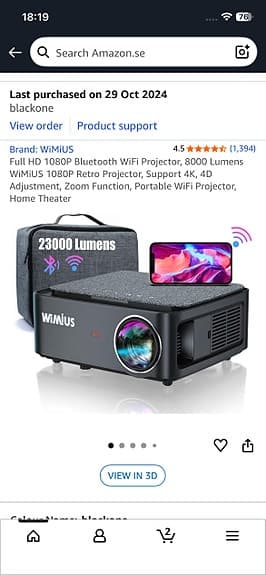 Projector WIMIUS 1080P with stand projector and sliding screen projector.